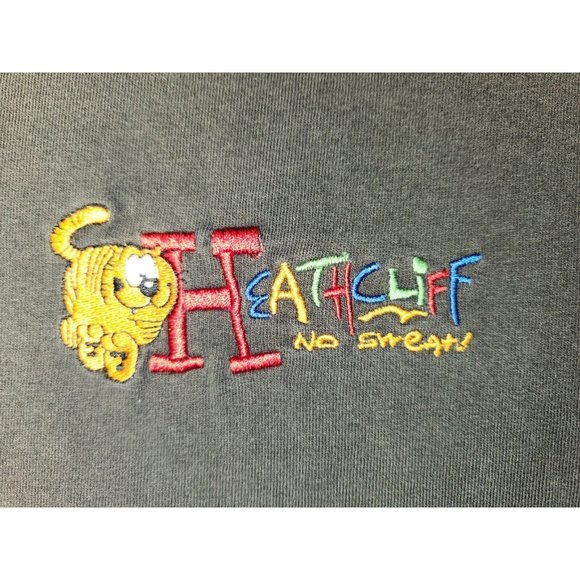 Vintage Anvil Black Heathcliff No Sweat Short Sleeve Cotton T-Shirt Adult Large - Picture 2 of 9